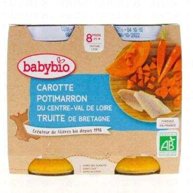 BABYBIO CAROTTE POTIMARRON TRUITE DE BRETAGNE 8 MOIS + PACK DE 2