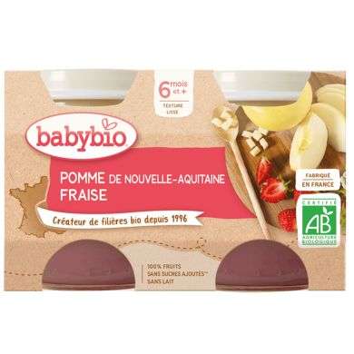 BABYBIO POMME DE NOUVELLE AQUITAINE FRAISE 6 MOIS