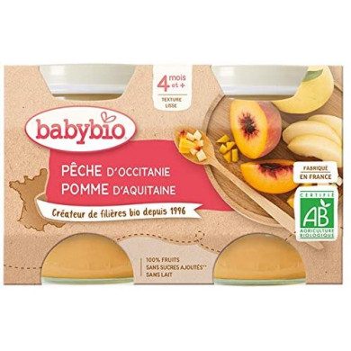 BABYBIO PECHE D'OCCITANIE POMME DE NOUVELLE AQUITAINE 2X130G